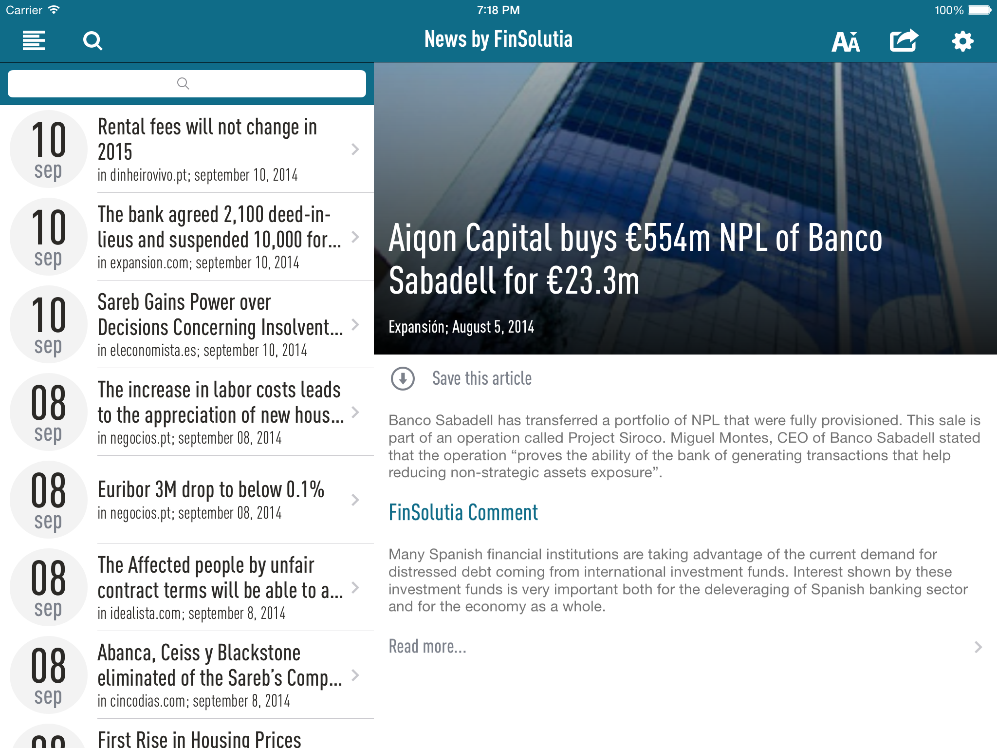 News by Finsolutia iPad 2